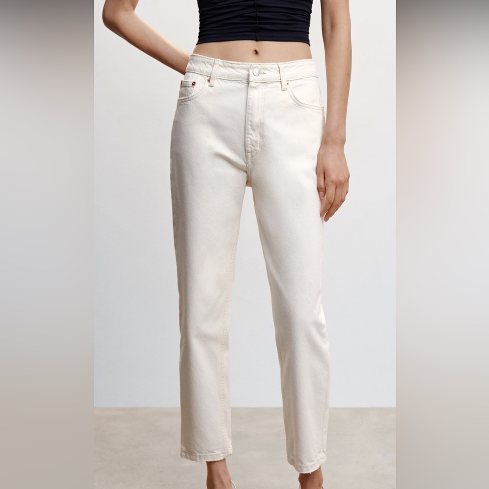 Mango Straight-Leg Jeans in Off-White